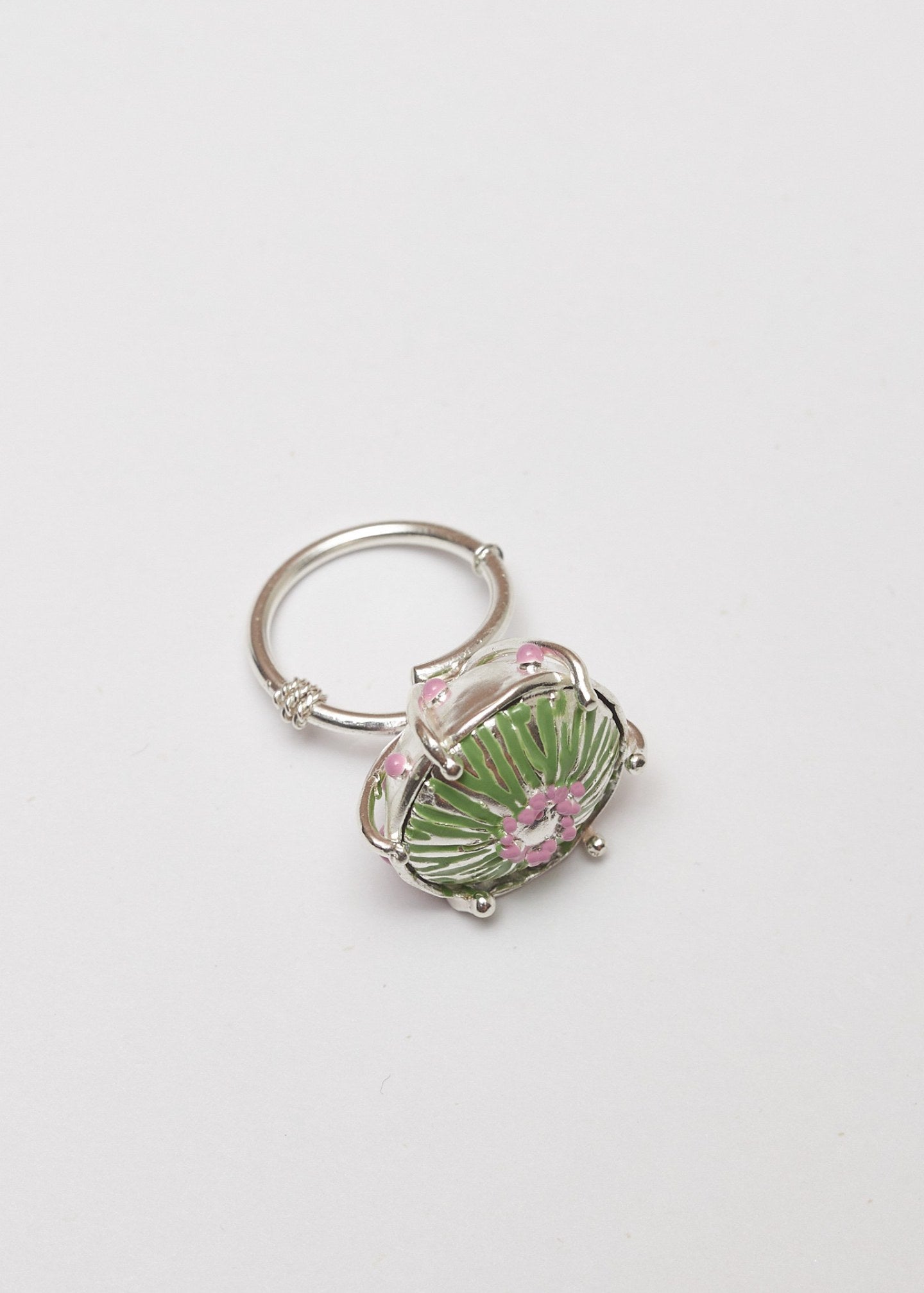 Anillo Maxi sombrerito plata pistacho