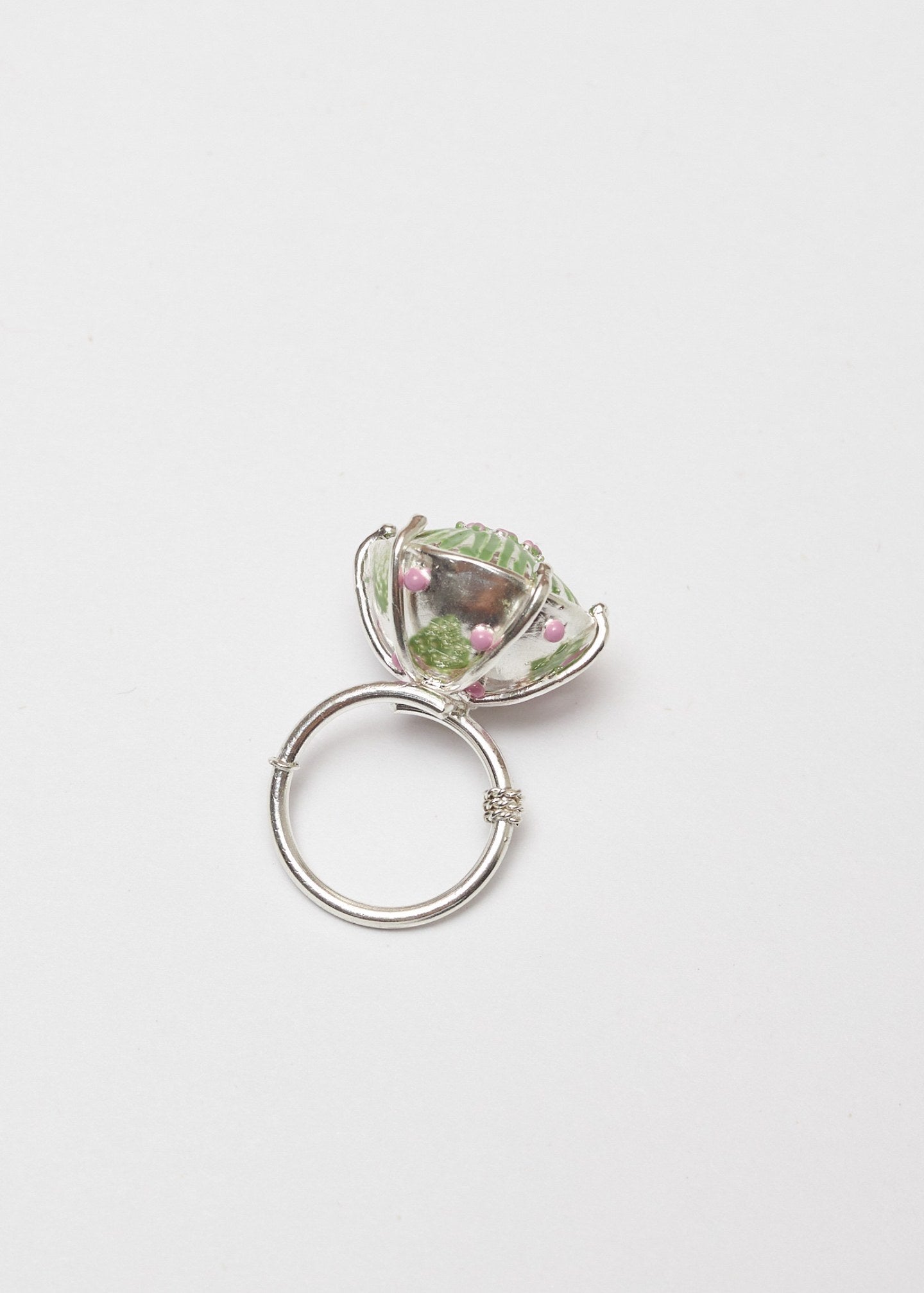 Anillo Maxi sombrerito plata pistacho
