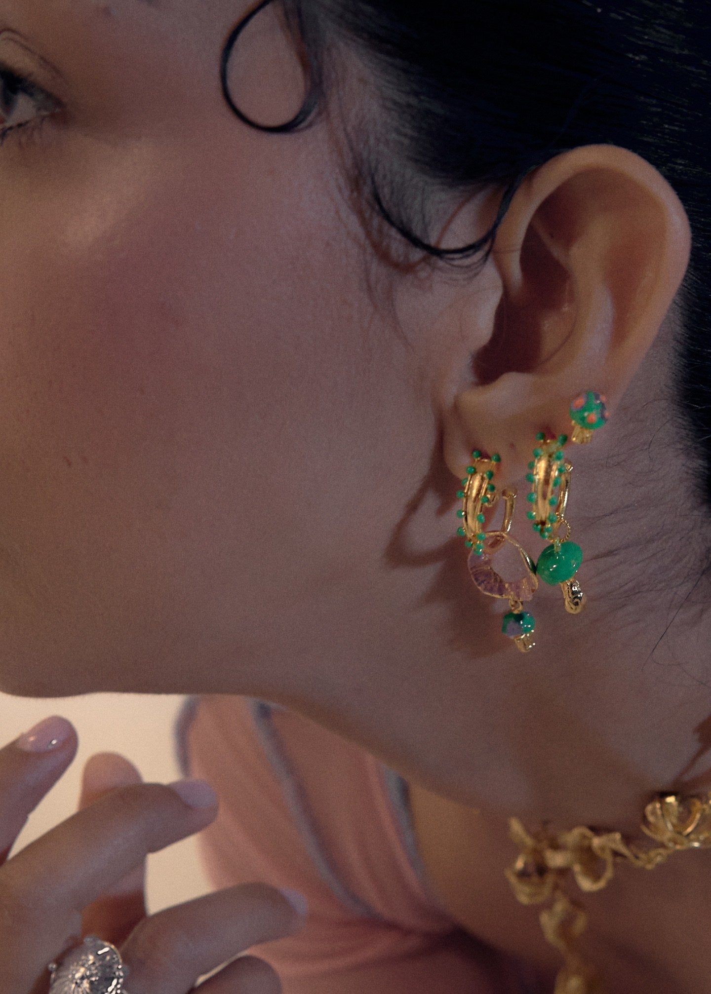 Candongas asimétricas Setas verde